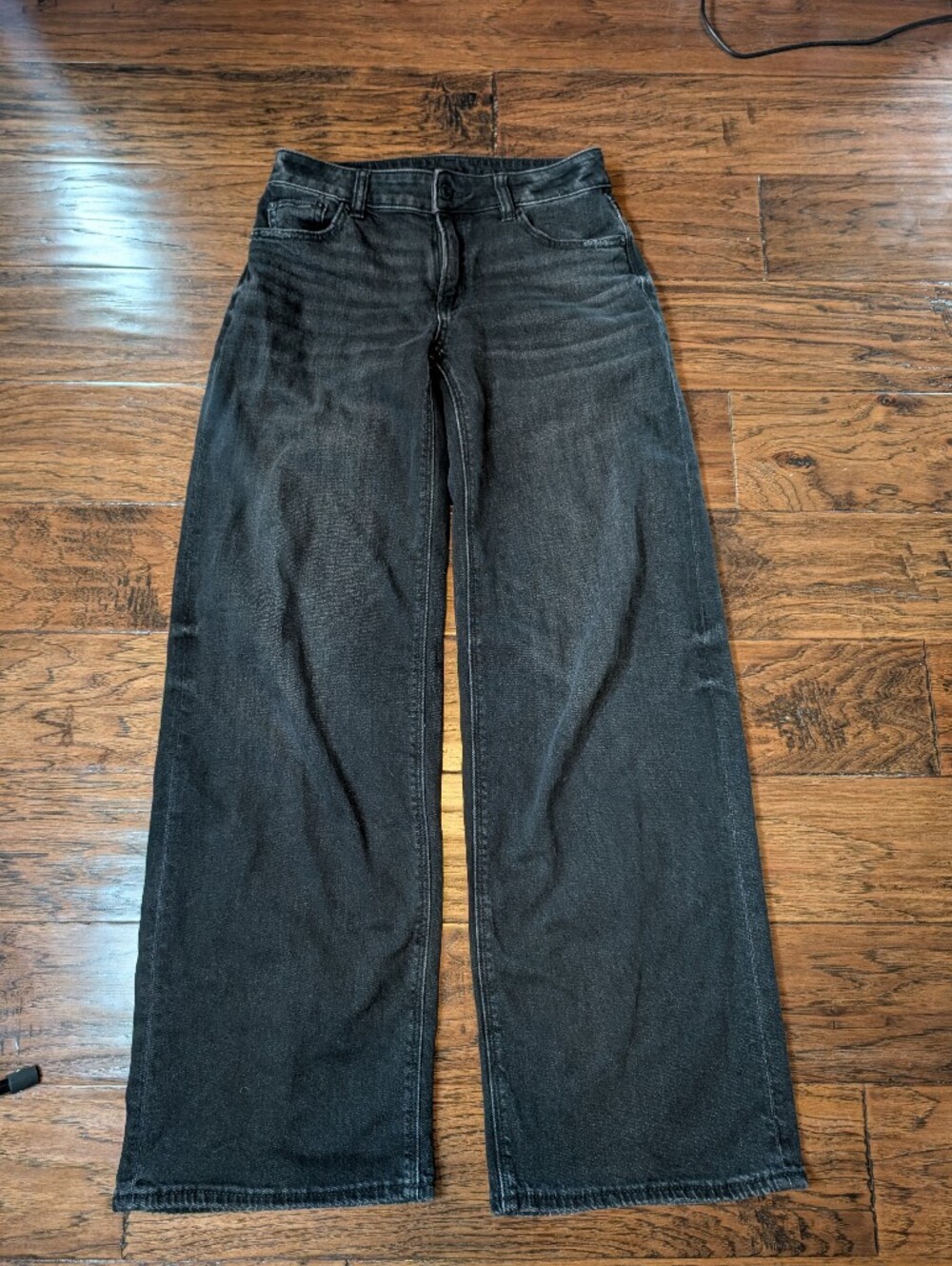 American Eagle Low Rise Baggy Wide Leg Black Jeans Size 000